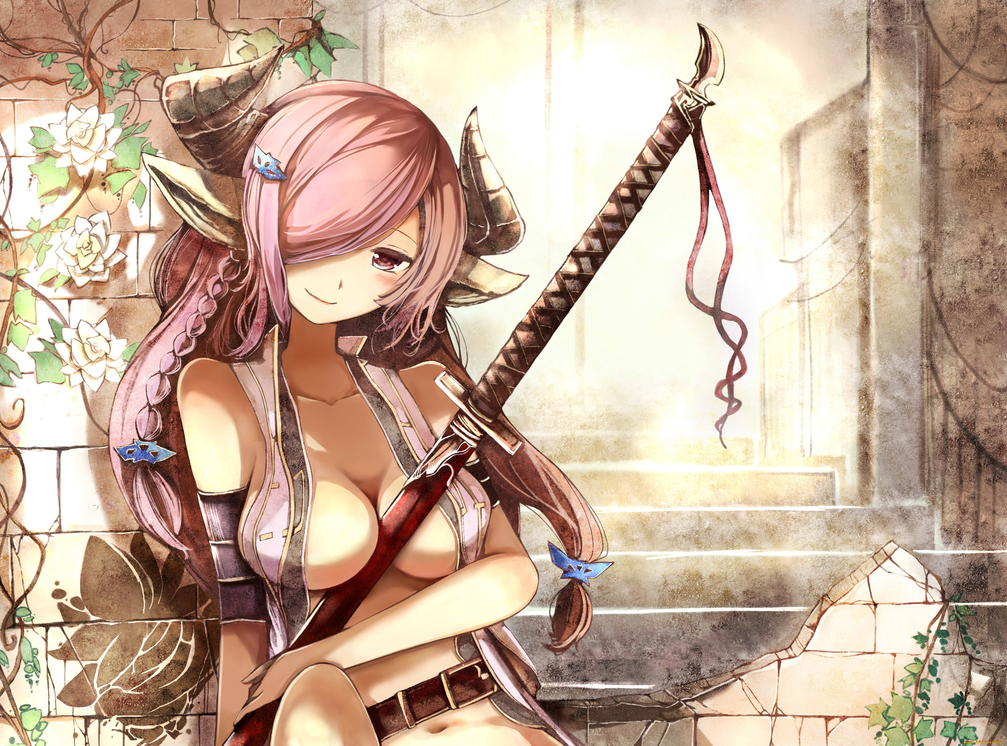 аниме, животные, , существа, девушка