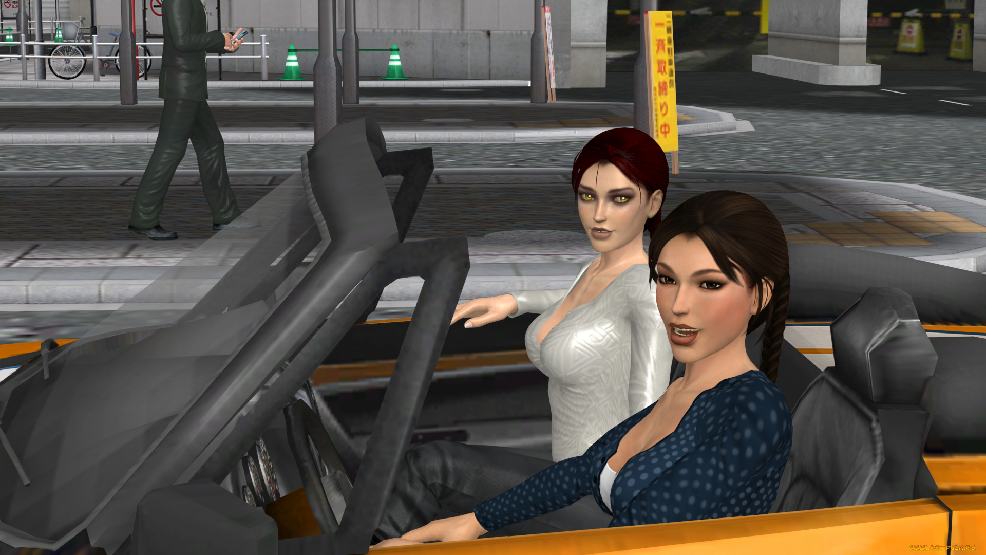 3д, графика, люди-авто, мото, , people-, car, , , moto, девушки, фон, взгляд