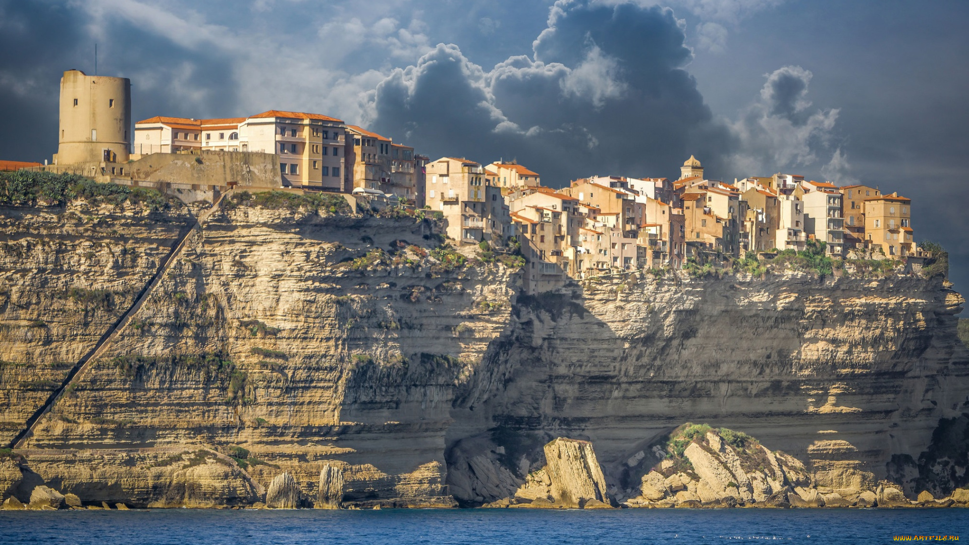 bonifacio, города, -, панорамы, побережье