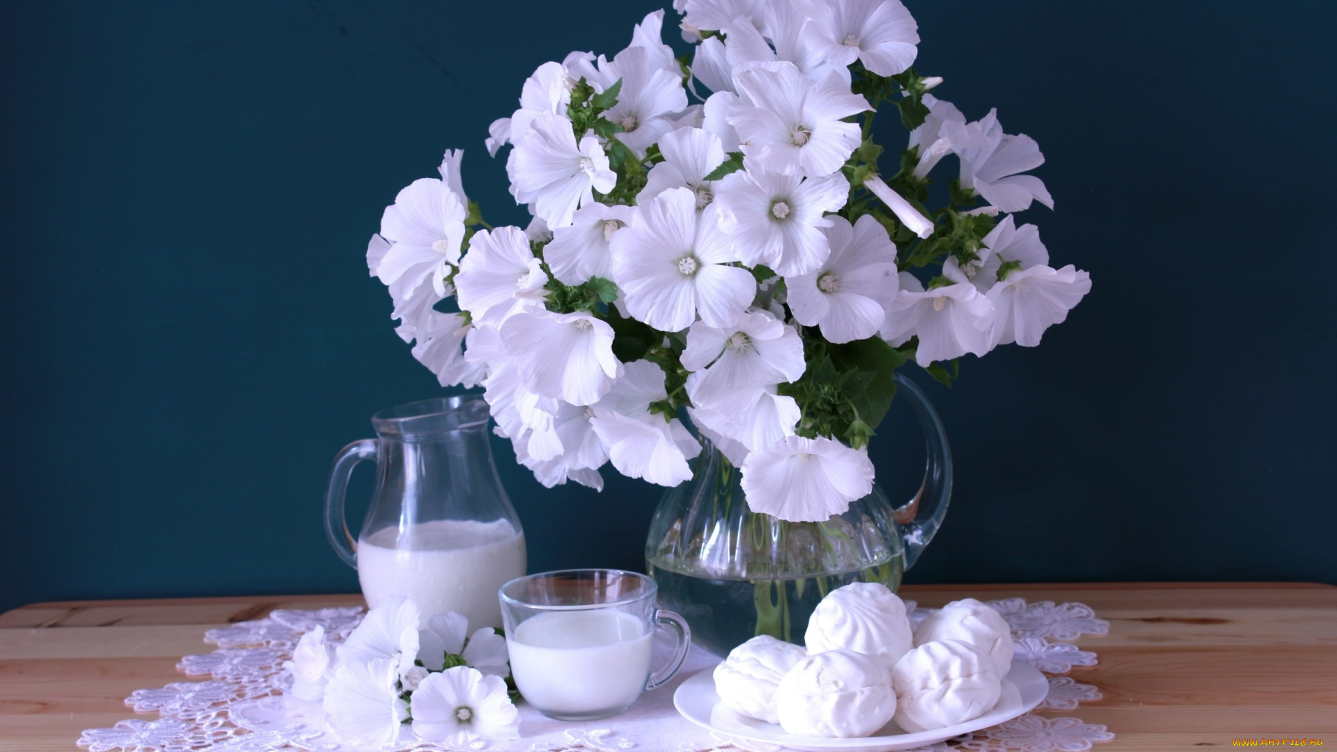 еда, натюрморт, предметы, цветы