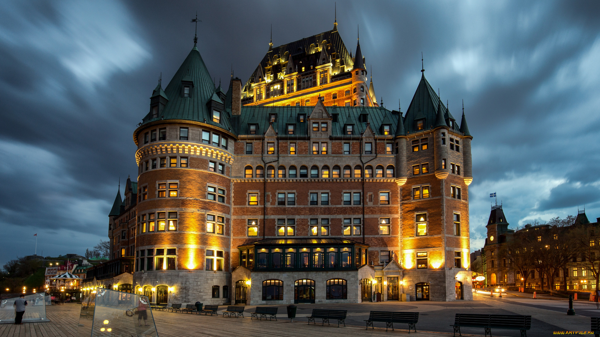 города, -, здания, , дома, ночь, огни