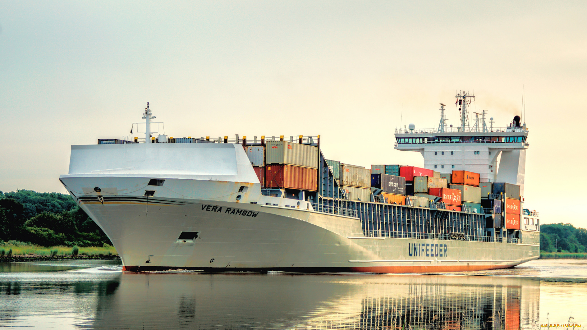 корабли, грузовые, суда, контейнеровоз