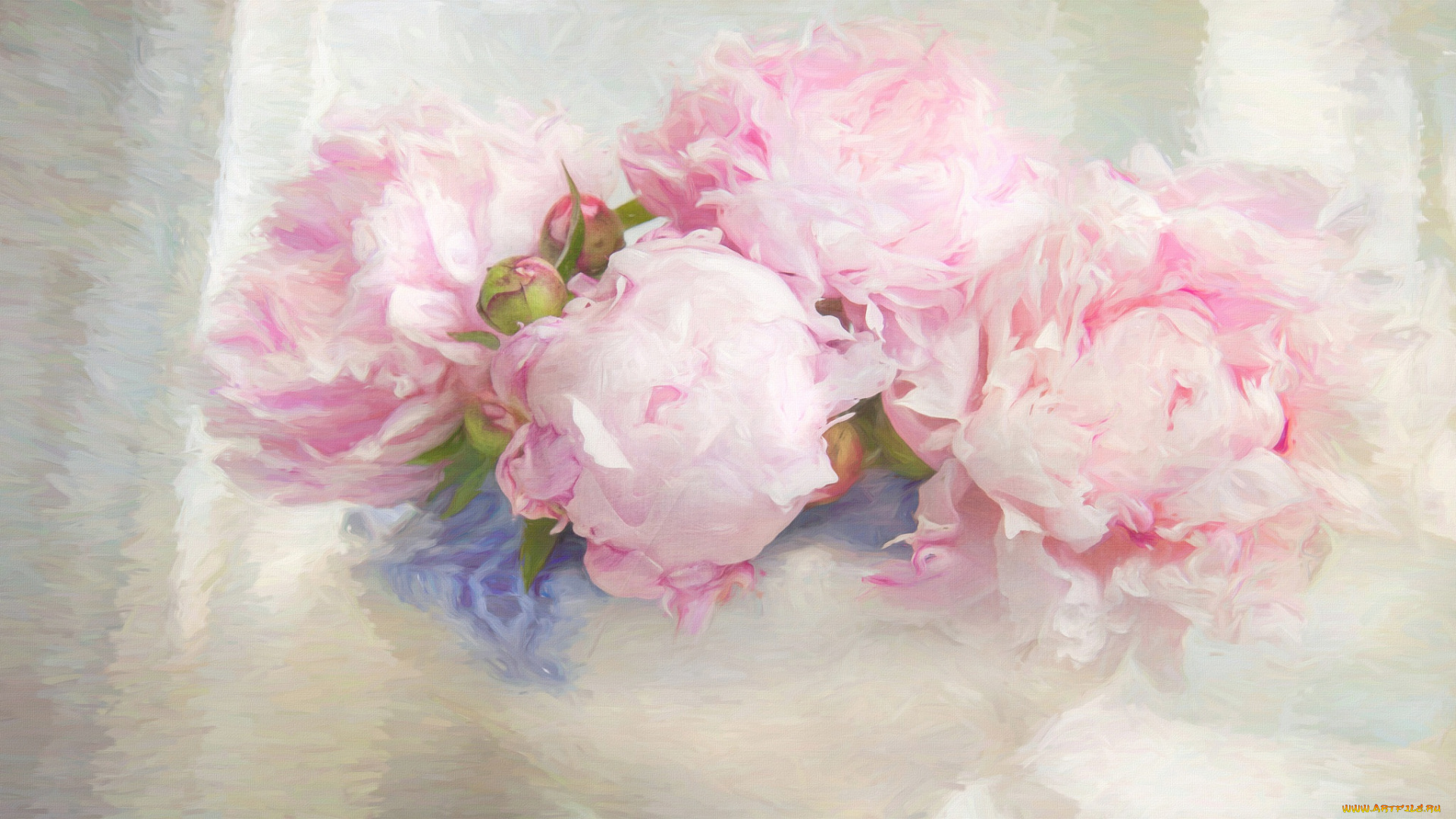 рисованное, цветы, нежно, фон, букет, живопись, светлый, вазочка, мазки, лепестки, арт, пастельные, тона, композиция, рисунок, бутоны, пионы, розовые