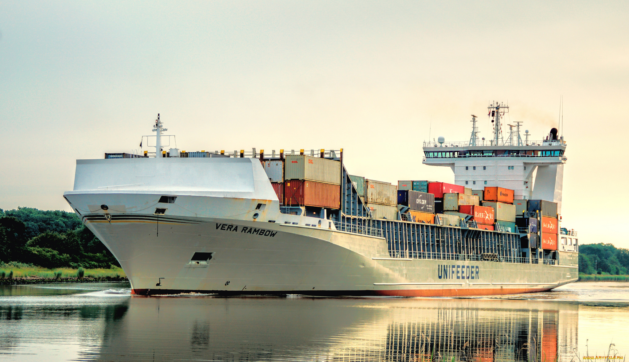 корабли, грузовые, суда, контейнеровоз