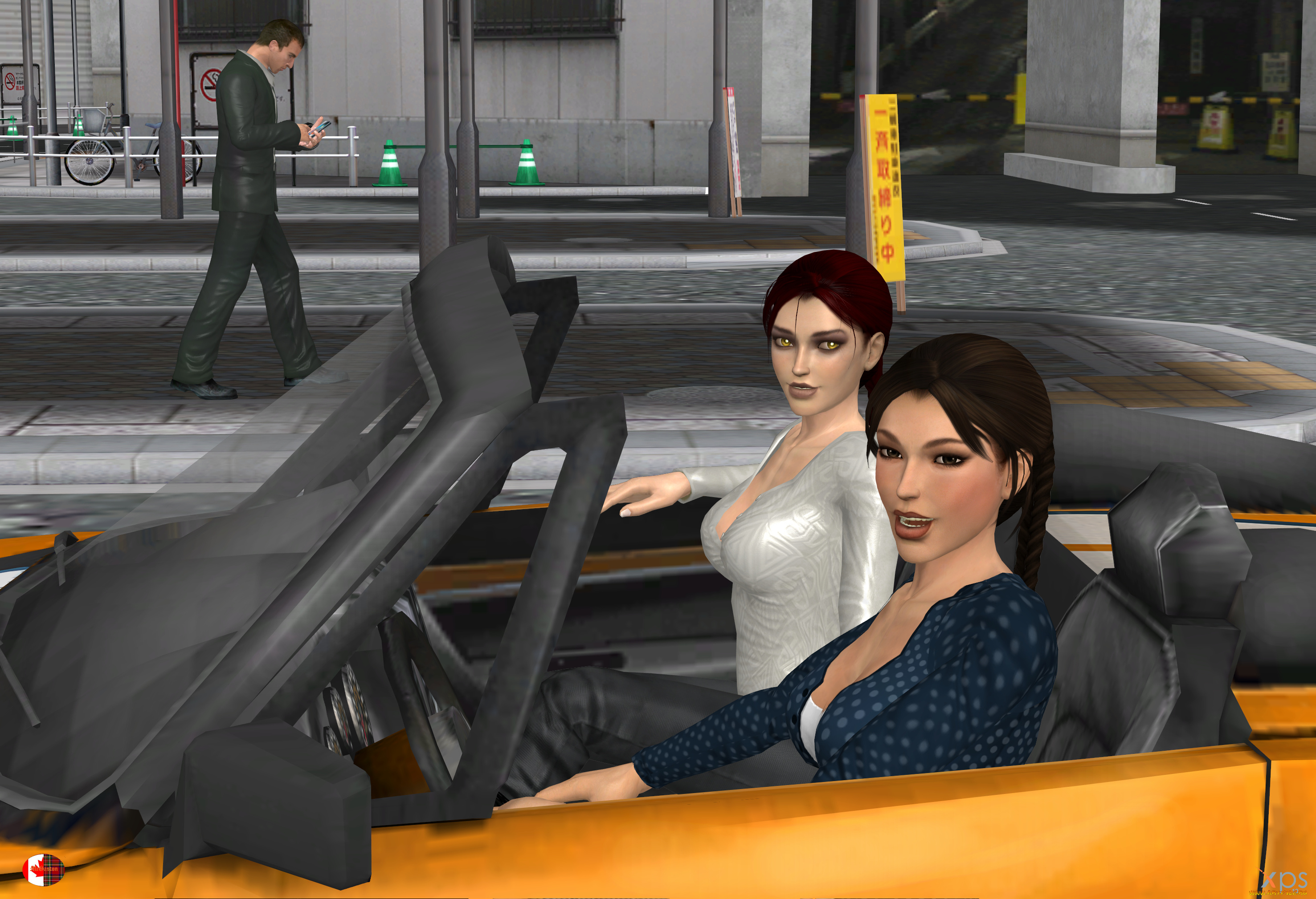 3д, графика, люди-авто, мото, , people-, car, , , moto, девушки, фон, взгляд