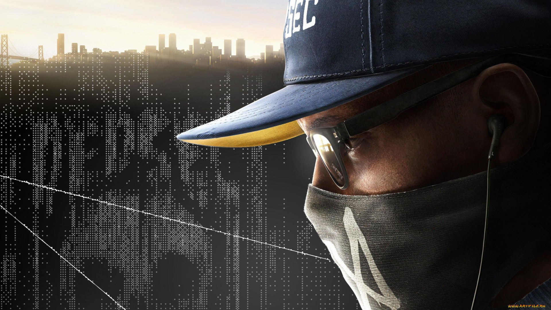 видео, игры, watch, dogs, 2, парень, хакер, маска, кепка, очки, наушники