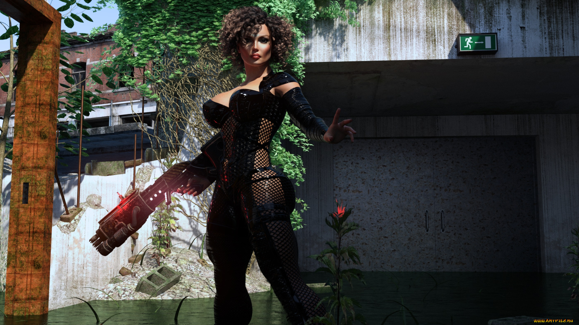 3д, графика, фантазия, , fantasy, девушка, фон, взгляд