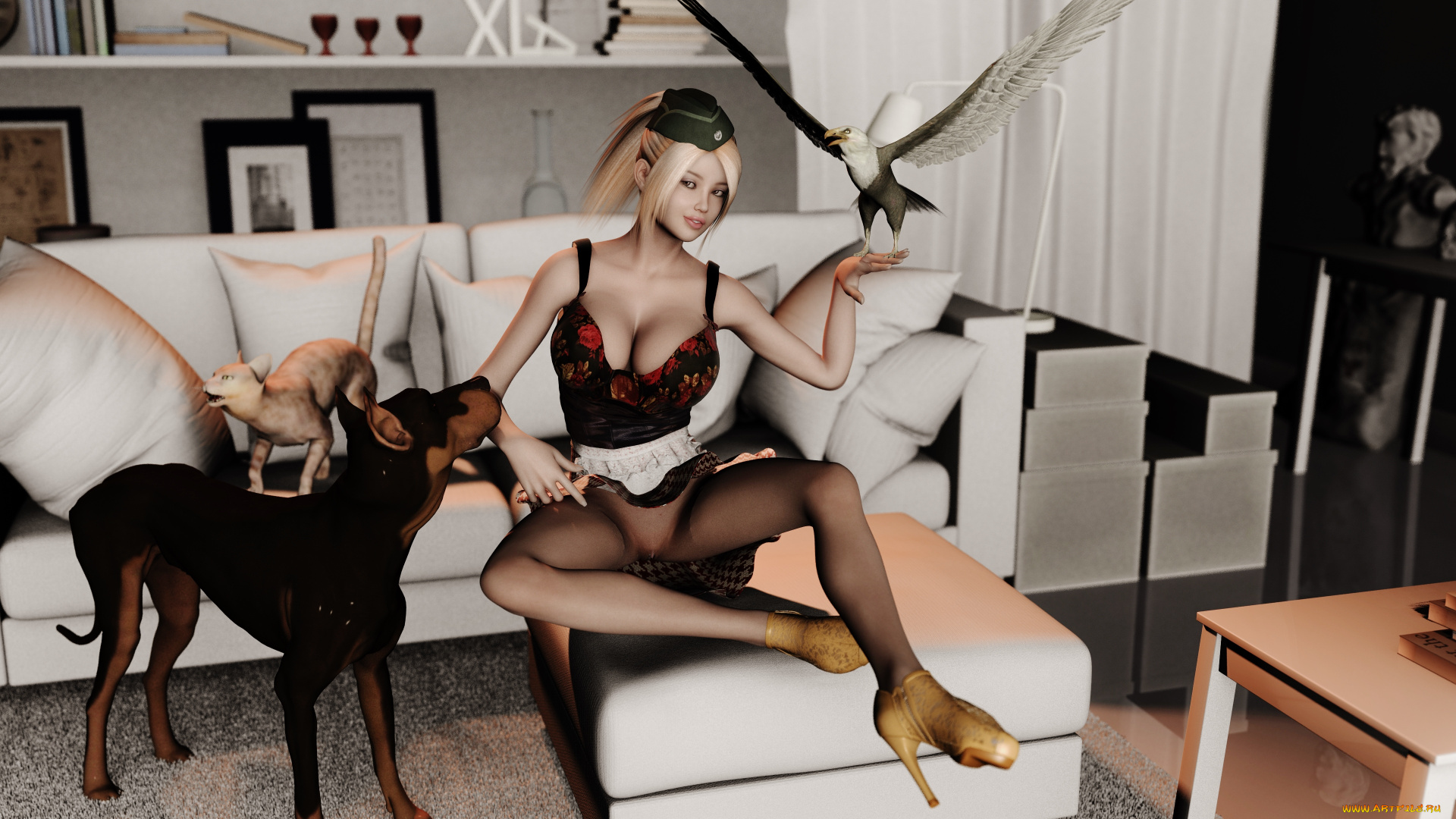 3д, графика, люди, и, животные, , people, and, animals, фон, девушка, взгляд