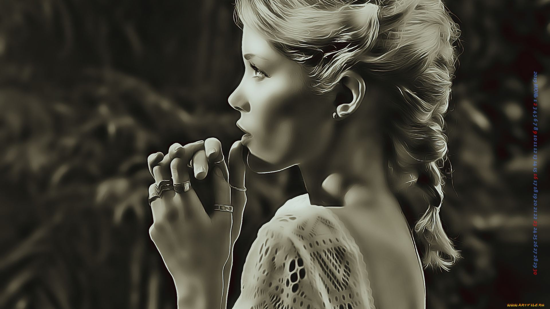 календари, компьютерный, дизайн, 2019, calendar, женщина, профиль, девушка, кольцо, украшение