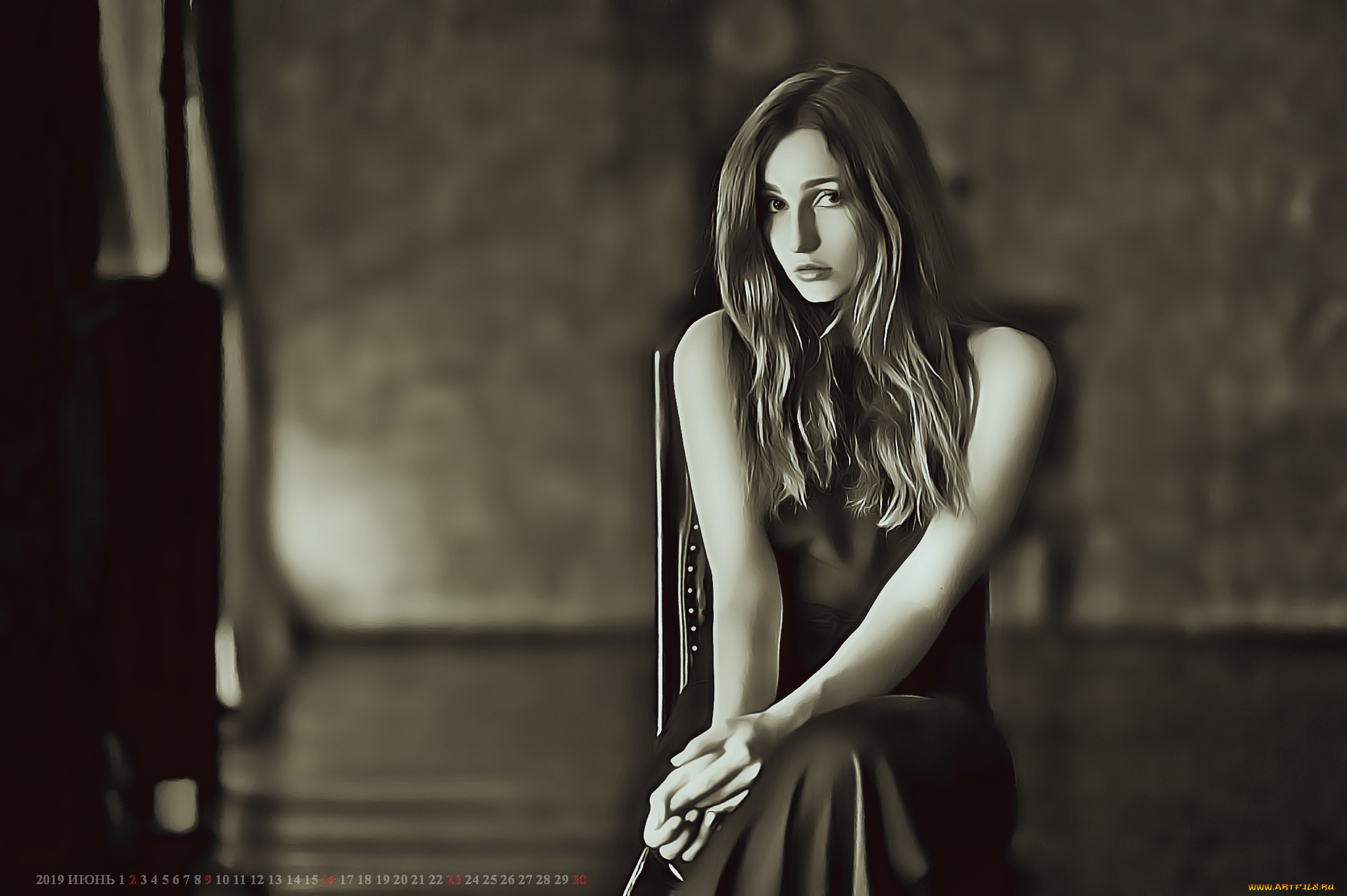 календари, компьютерный, дизайн, 2019, calendar, помещение, женщина, сидеть, стул, взгляд, девушка