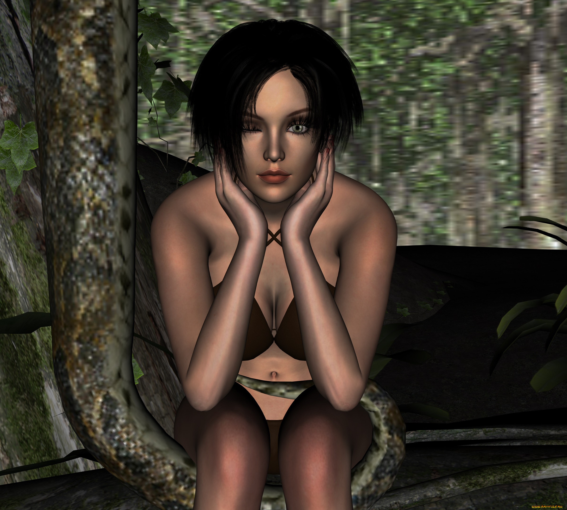 3д, графика, фантазия, , fantasy, фон, взгляд, девушка