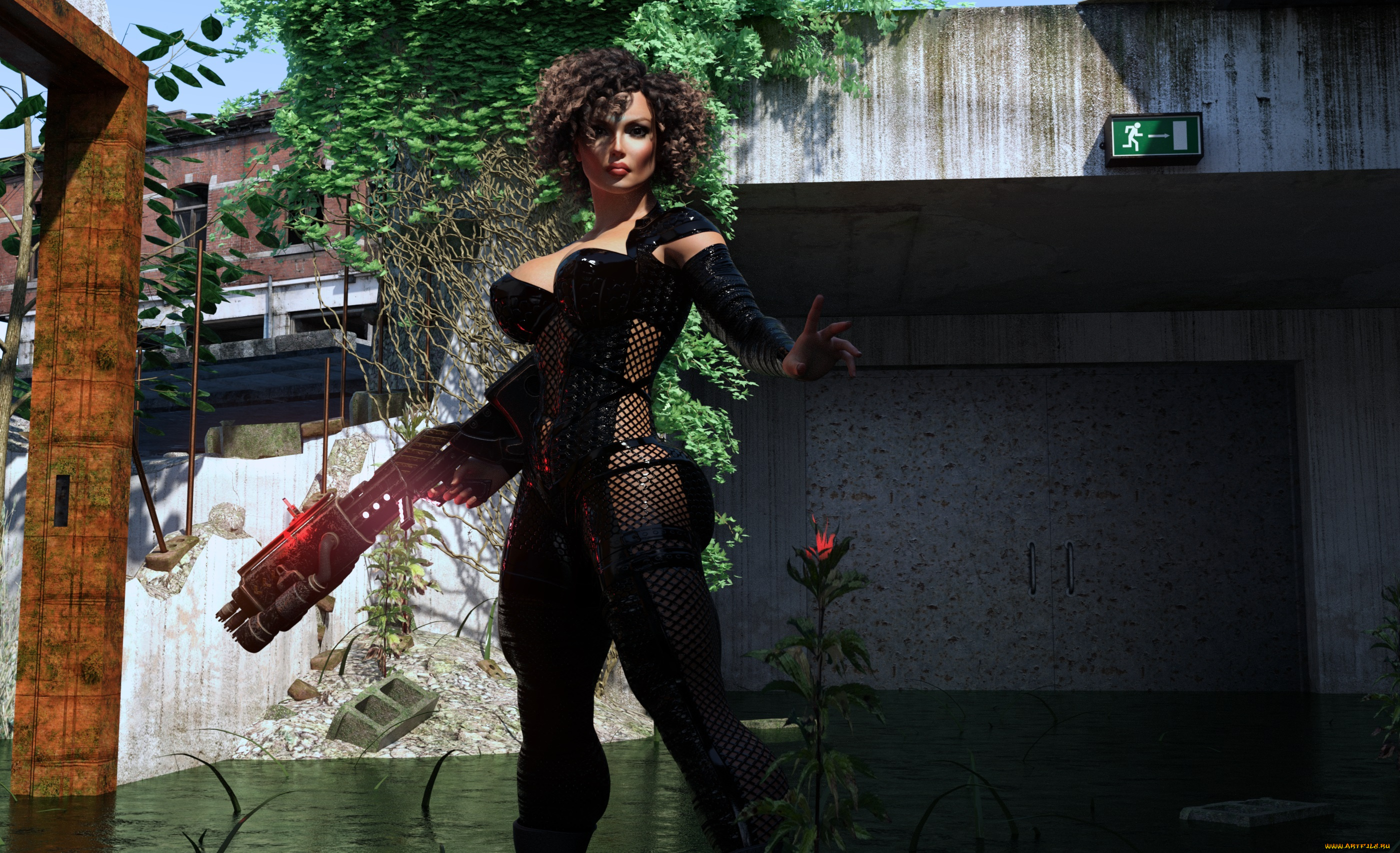 3д, графика, фантазия, , fantasy, девушка, фон, взгляд