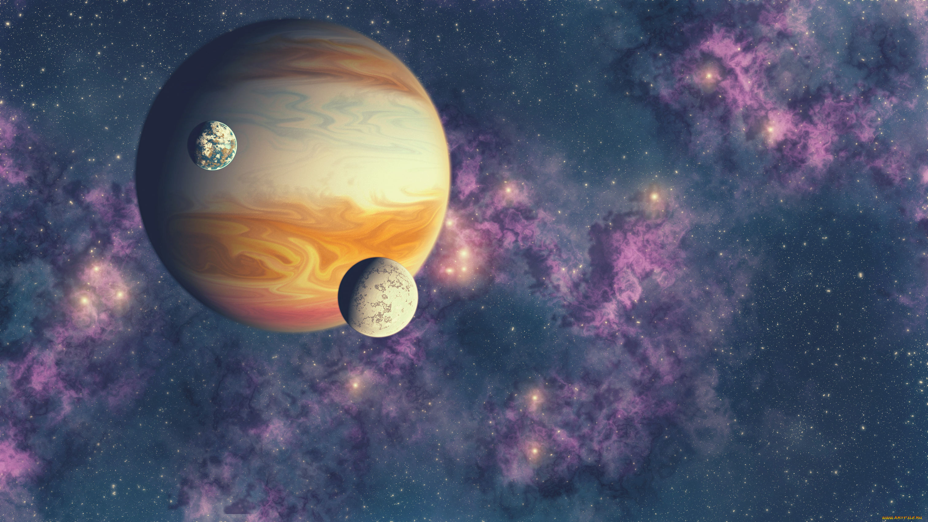 космос, арт, звезды, галактика, вселенная, планеты