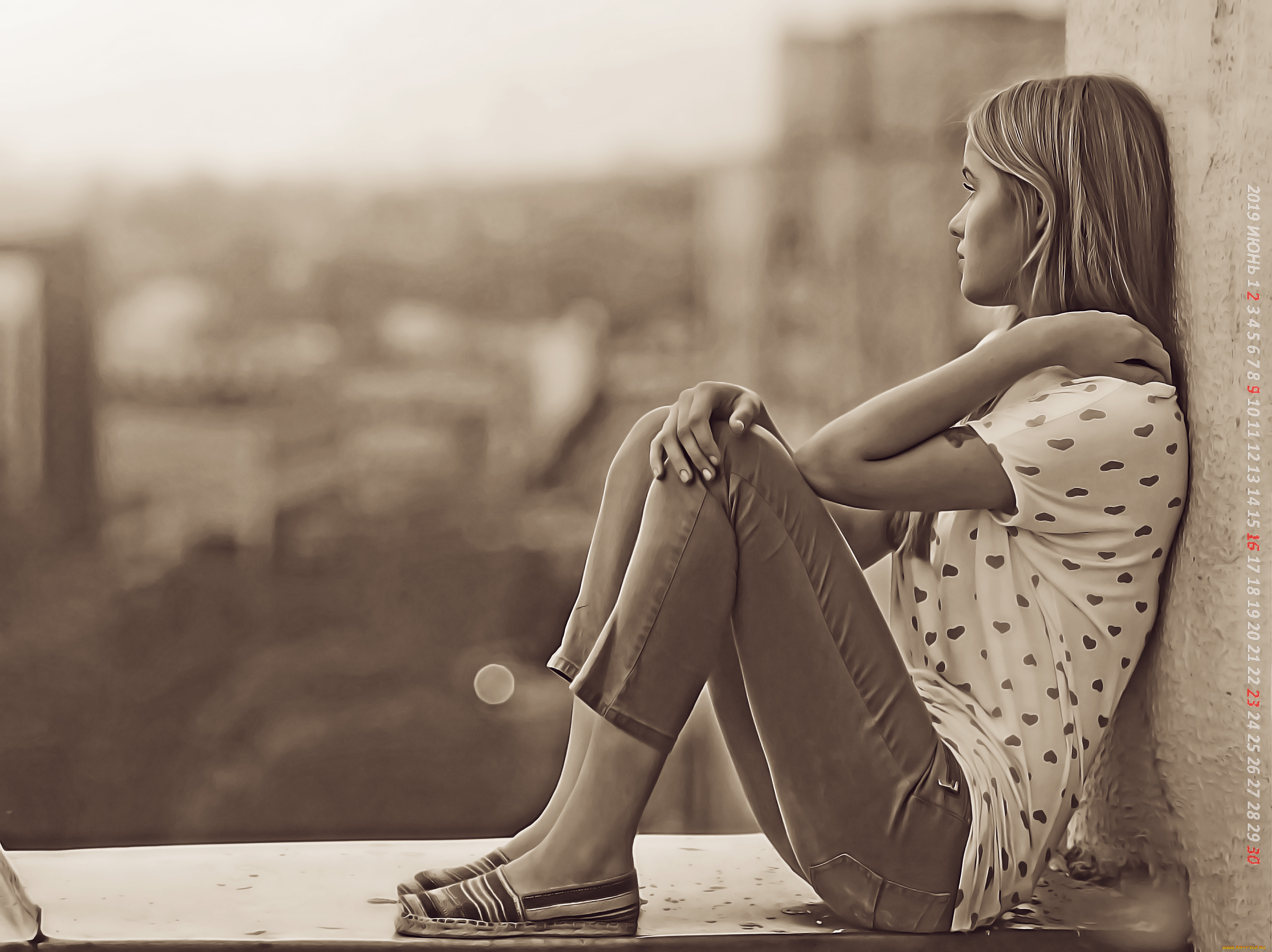 календари, компьютерный, дизайн, девушка, женщина, сидеть, calendar, 2019, профиль