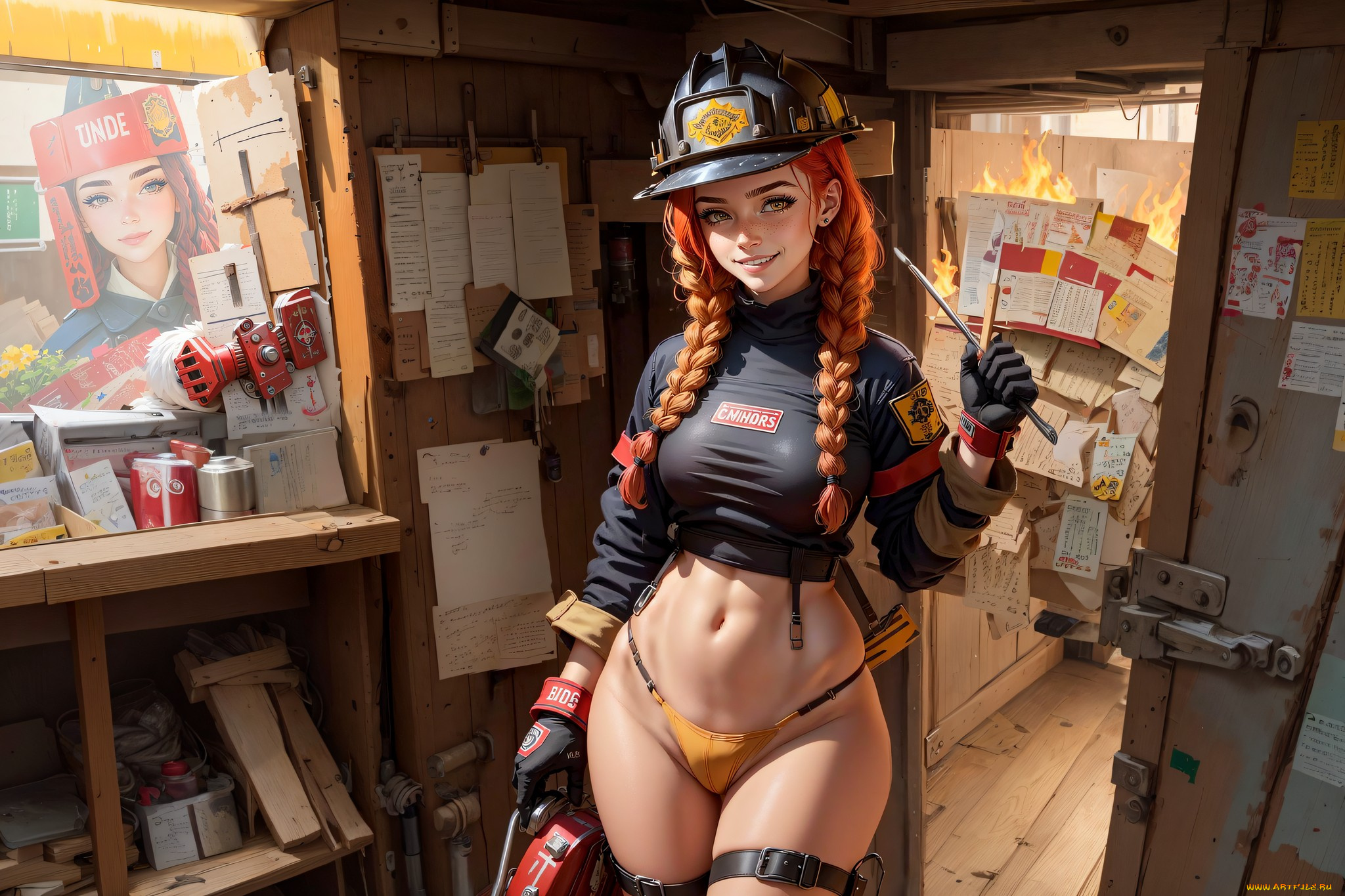 рисованное, люди, нейросети, графика, нейроарт, ai, art, нейронные, сети, рисунки, нейро, искусство, девушка, пожарная