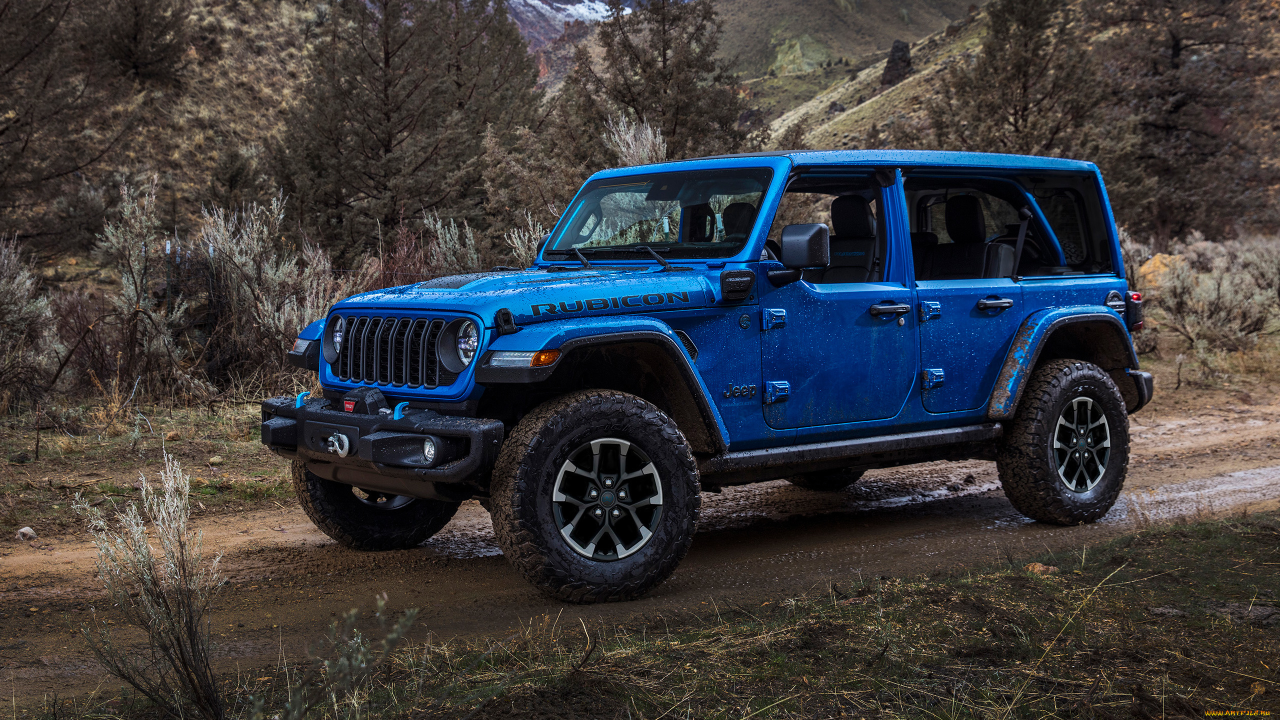 2024, jeep, wrangler, unlimited, rubicon, x, 4xe, автомобили, jeep, wrangler, unlimited, rubicon, x, 4xe, джип, синий, природа