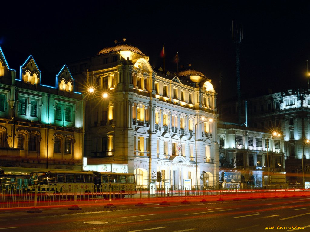 города, огни, ночного