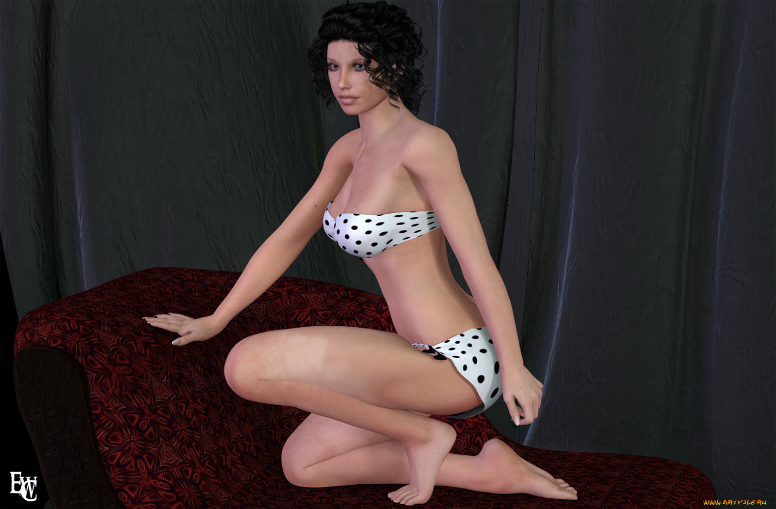 3д, графика, people, люди, купальник, стул, девушка