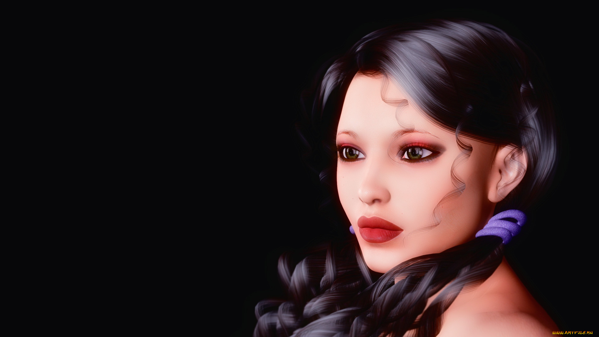 3д, графика, portraits, портрет, девушка, волос