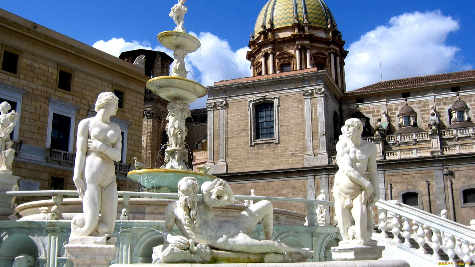города, фонтаны, palermo