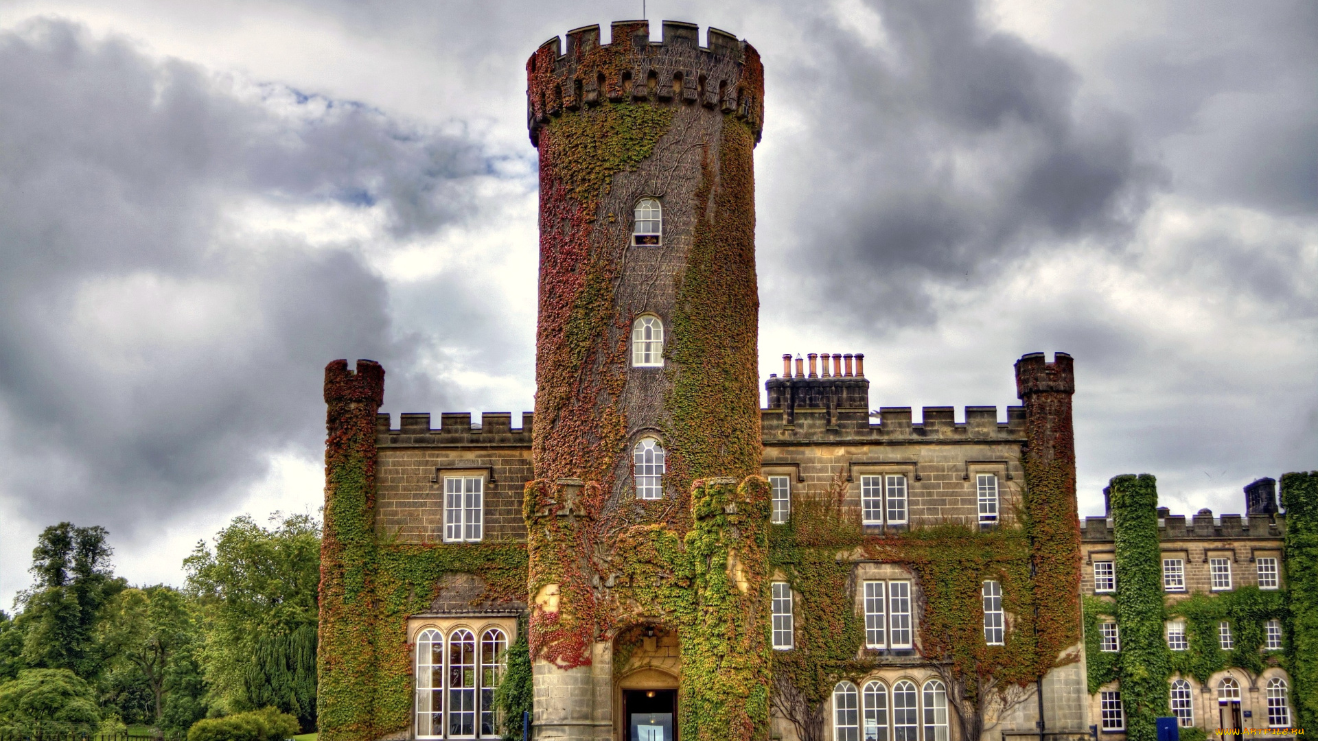 замок, суинтон, англия, города, дворцы, замки, крепости, каменный, плющ, башня
