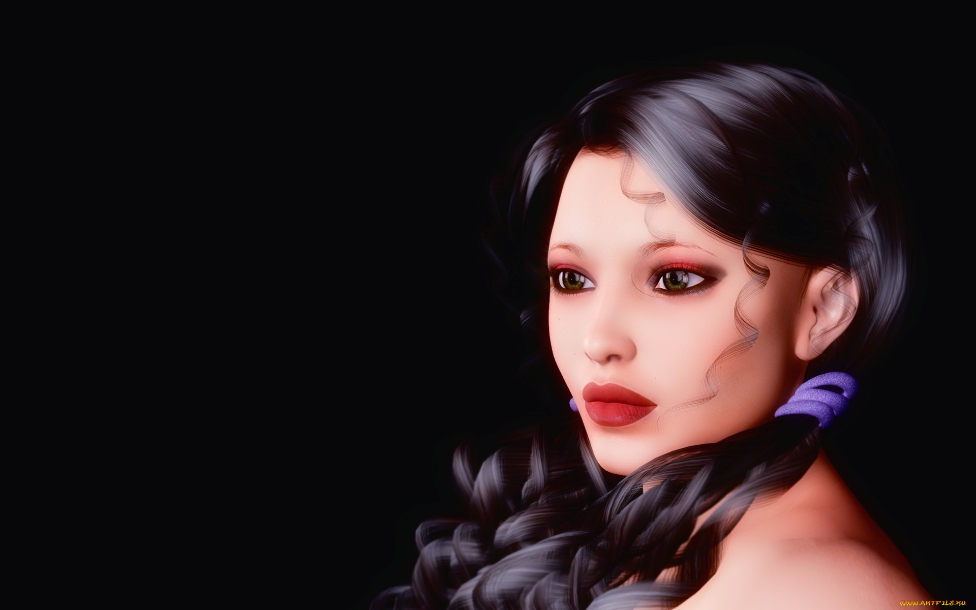 3д, графика, portraits, портрет, девушка, волос