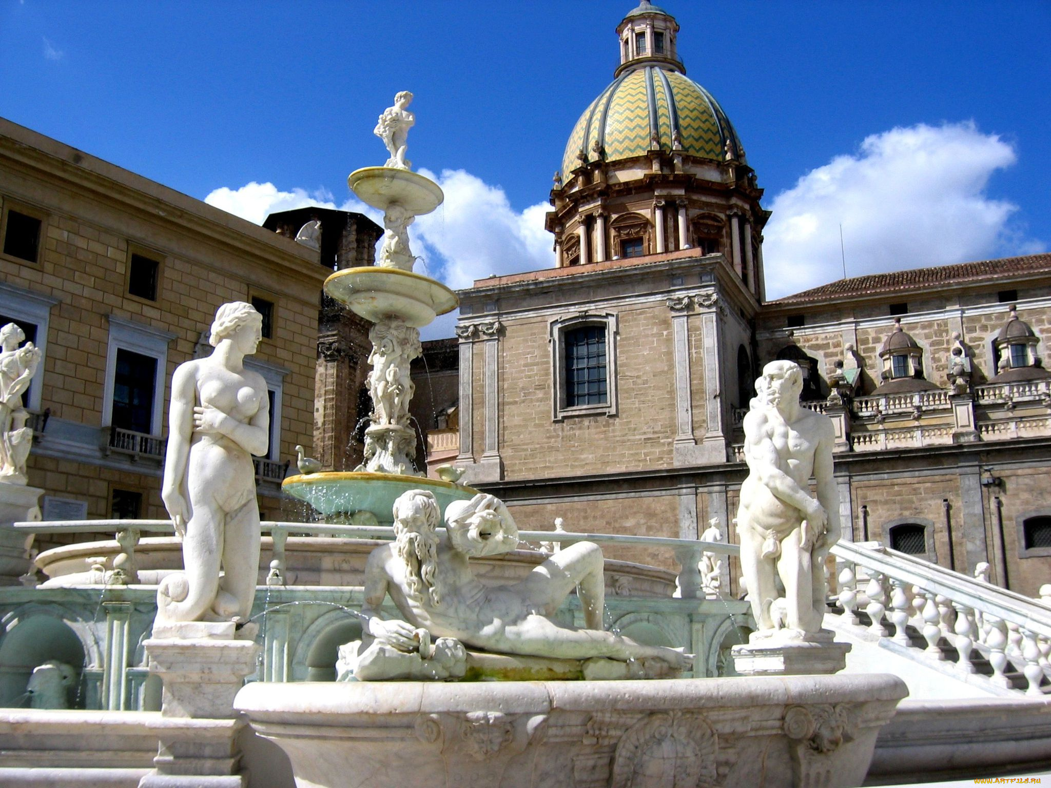 города, фонтаны, palermo