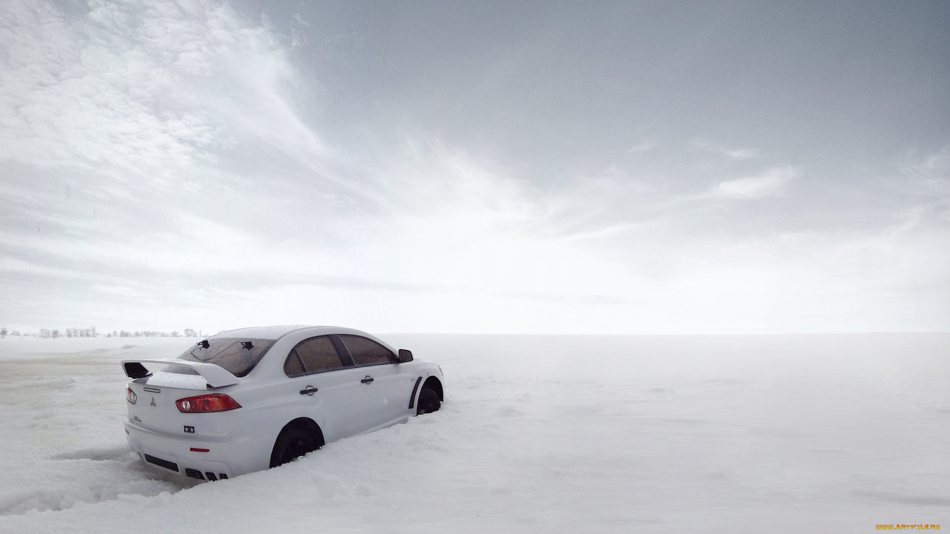 mitsubishi, lancer, evolution, автомобили, зима, снег, белый