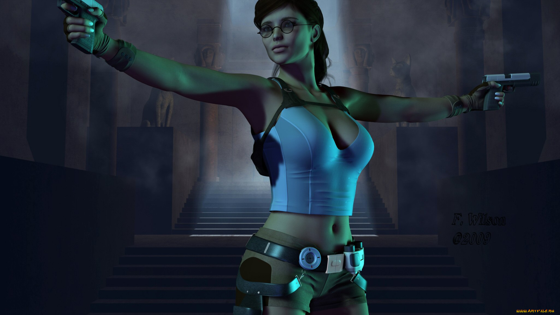 3д, графика, fantasy, фантазия, пистолеты, девушка