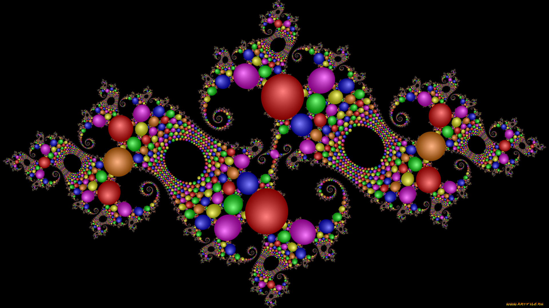 3д, графика, fractal, фракталы, цвета, шары, узор, фон