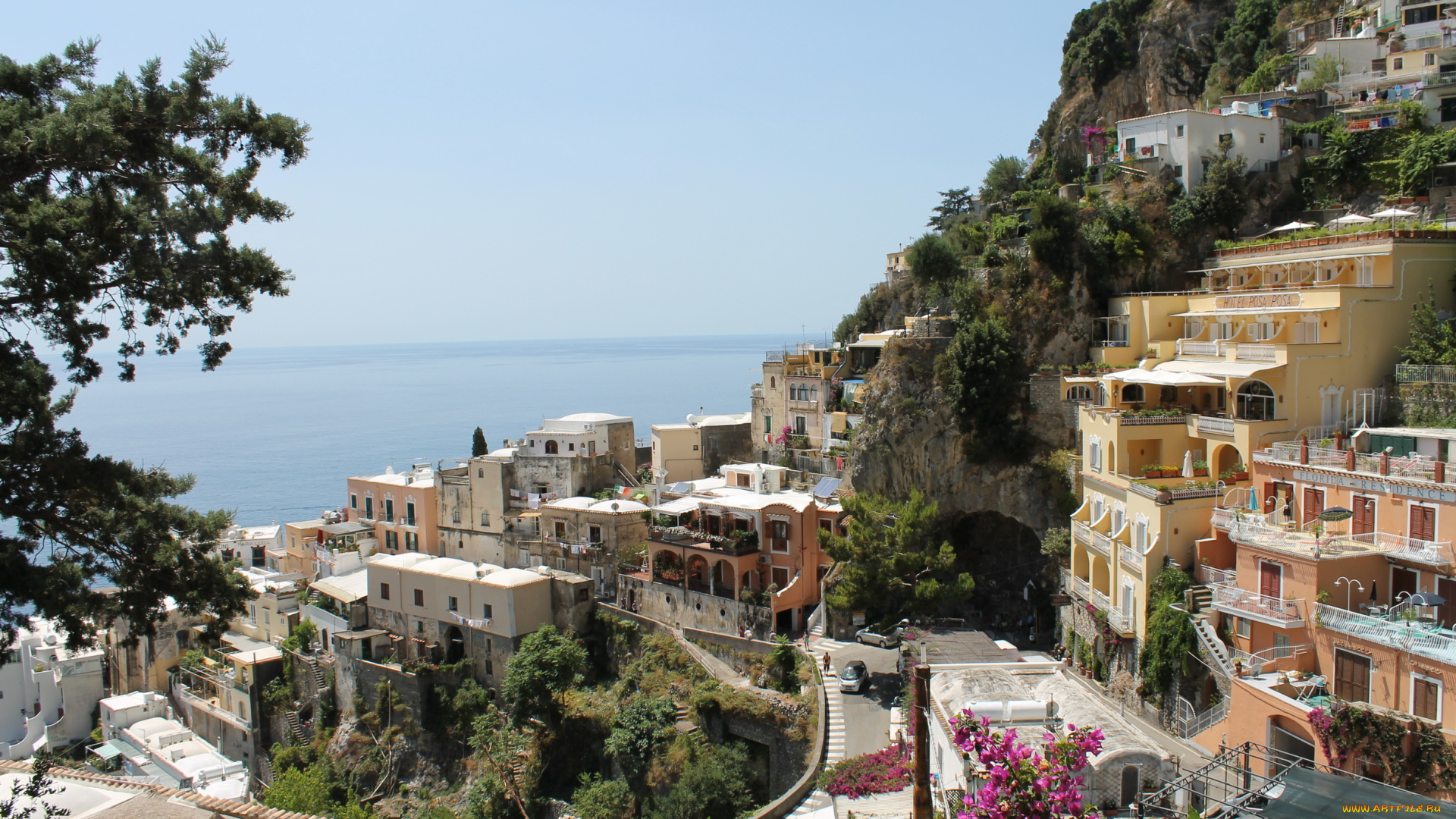 амальфи, италия, города, здания, дома, ландшафт, горы