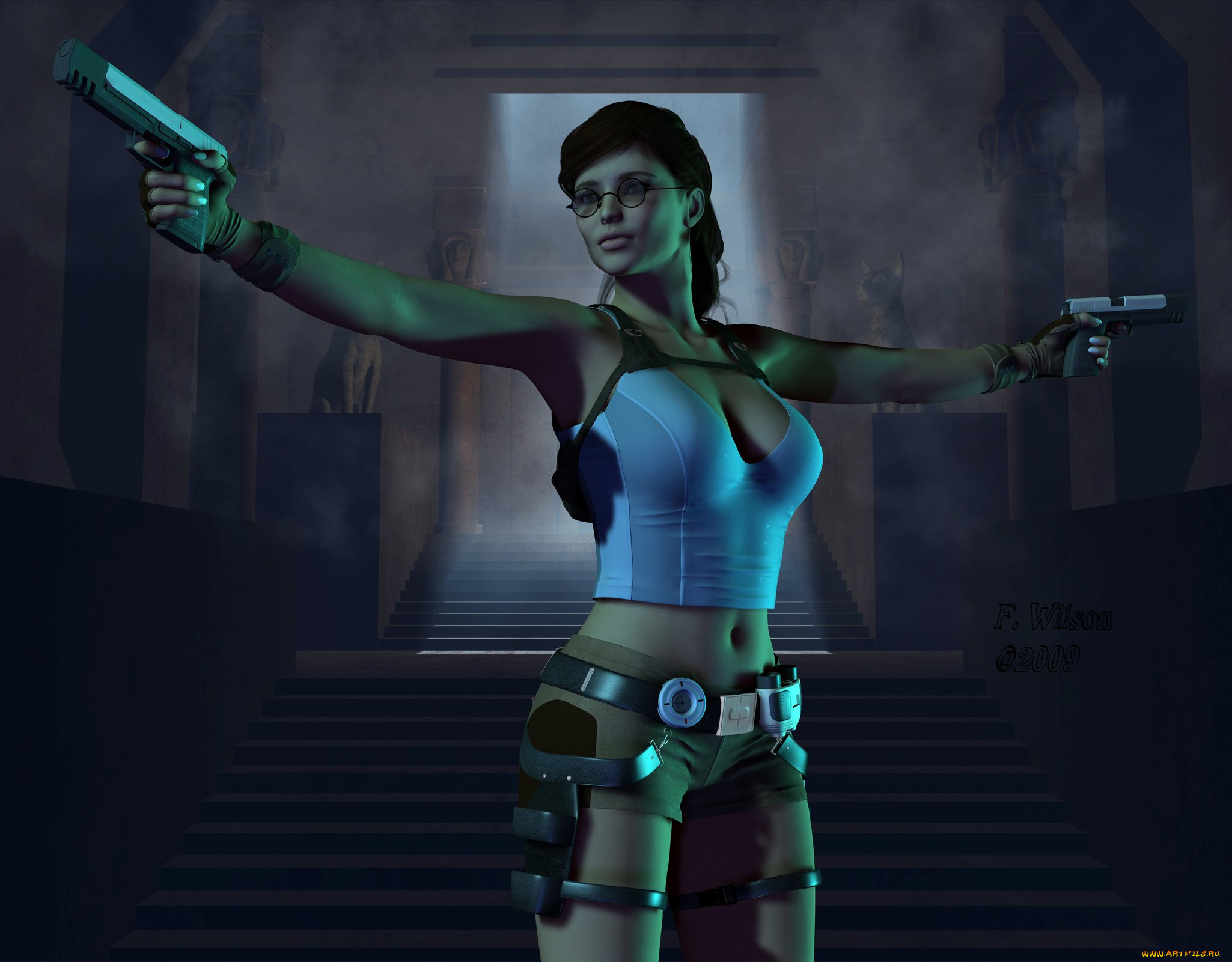 3д, графика, fantasy, фантазия, пистолеты, девушка