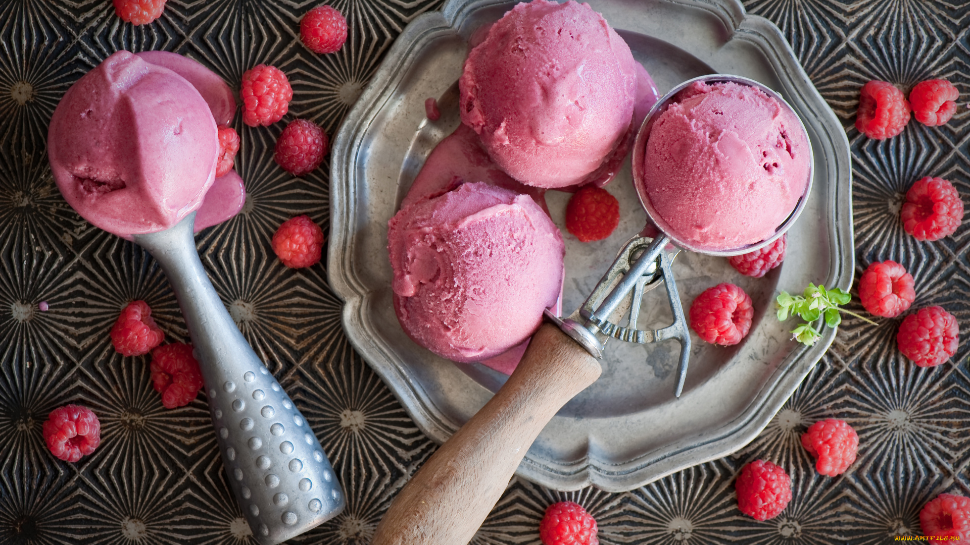 еда, мороженое, , десерты, ягоды, малина