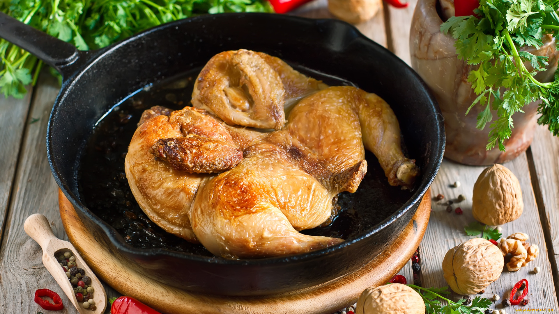 еда, мясные, блюда, цыпленок, табака, специи