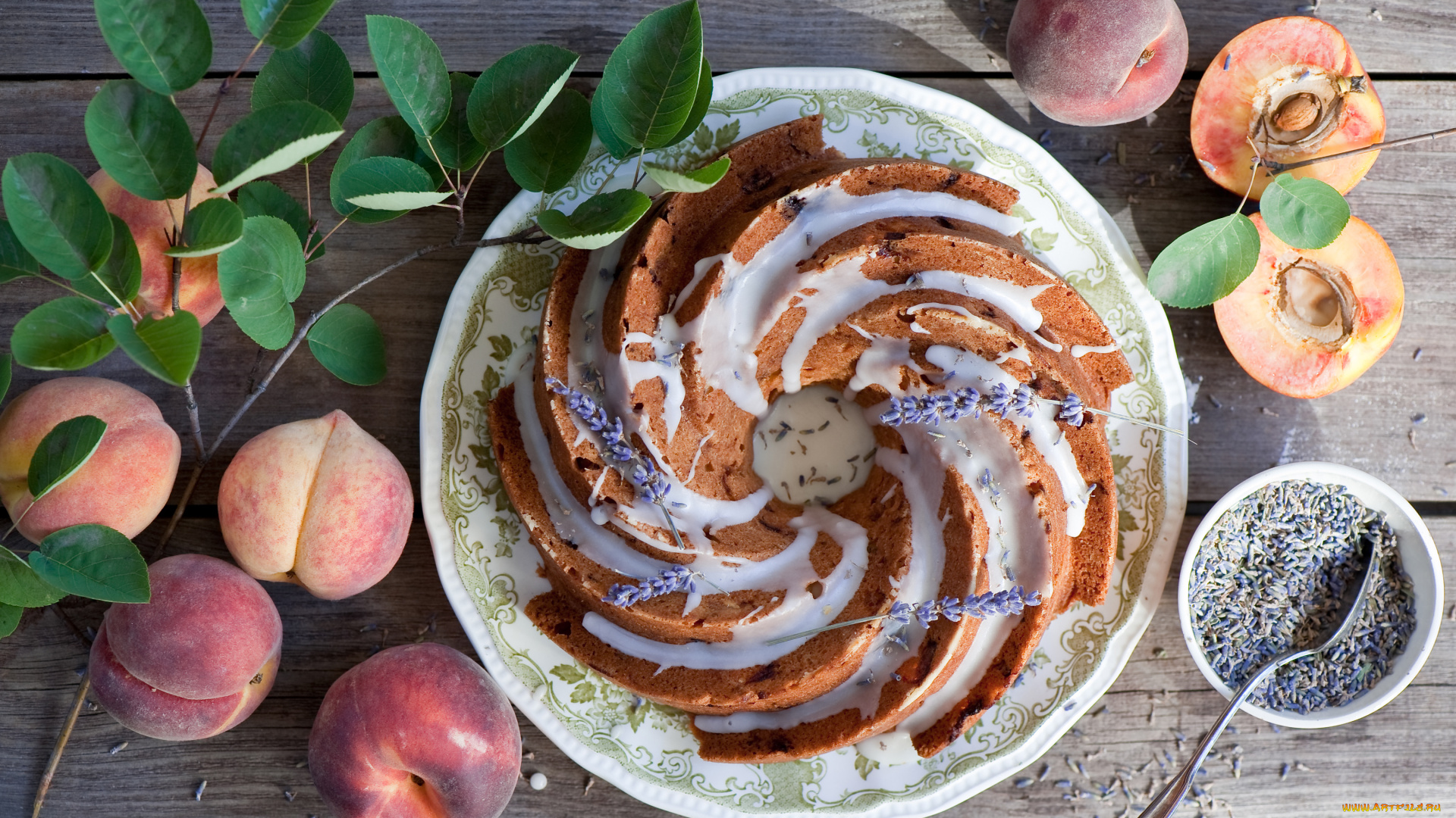 еда, пирожные, , кексы, , печенье, лаванда, персики, кекс