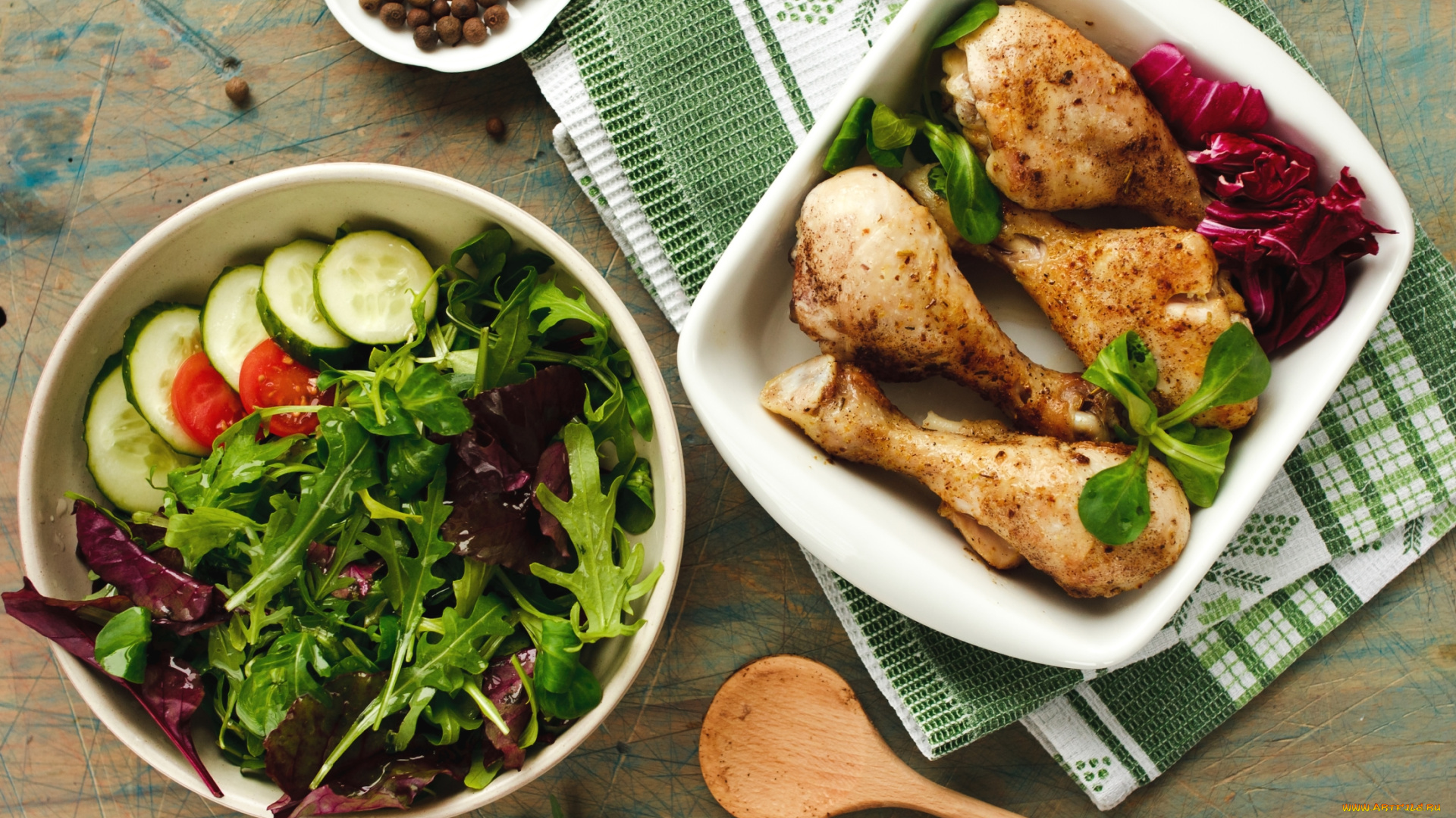 еда, разное, курица, салат