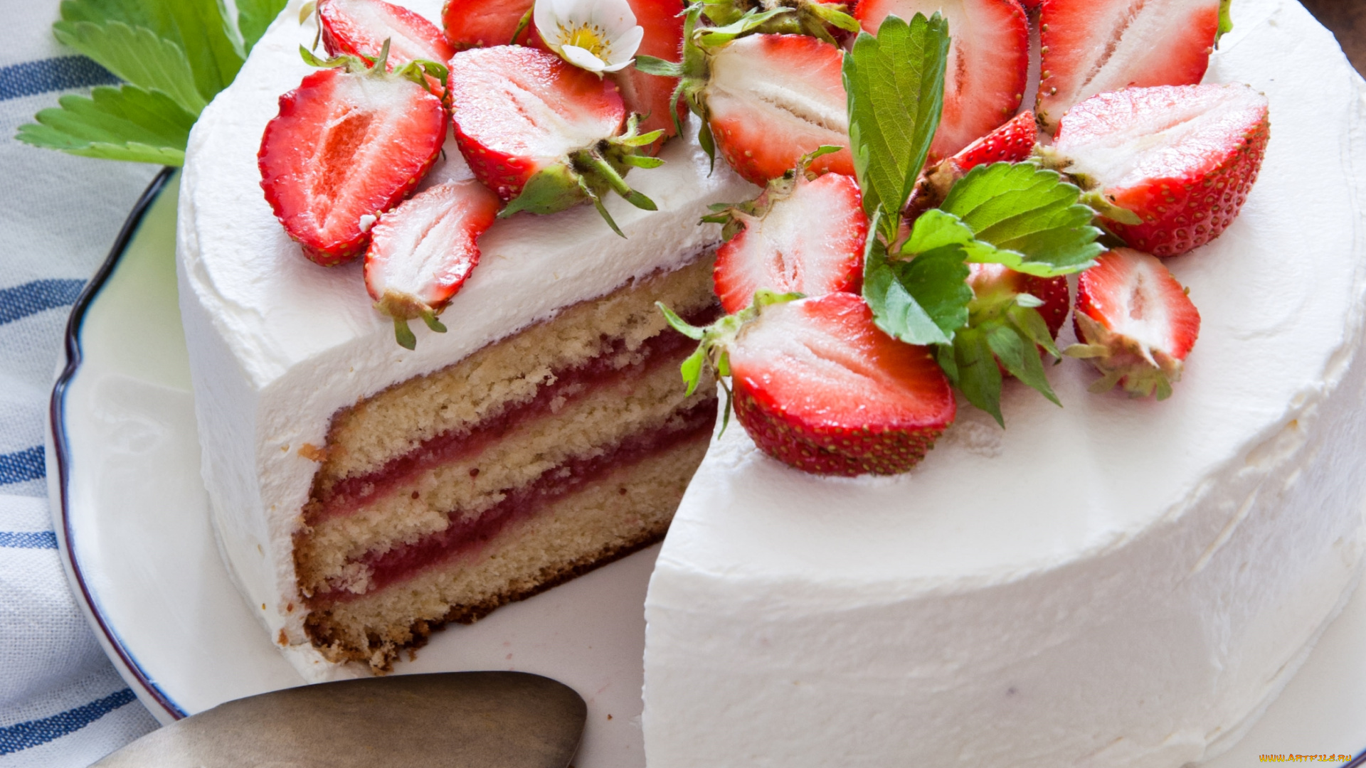 еда, торты, клубника