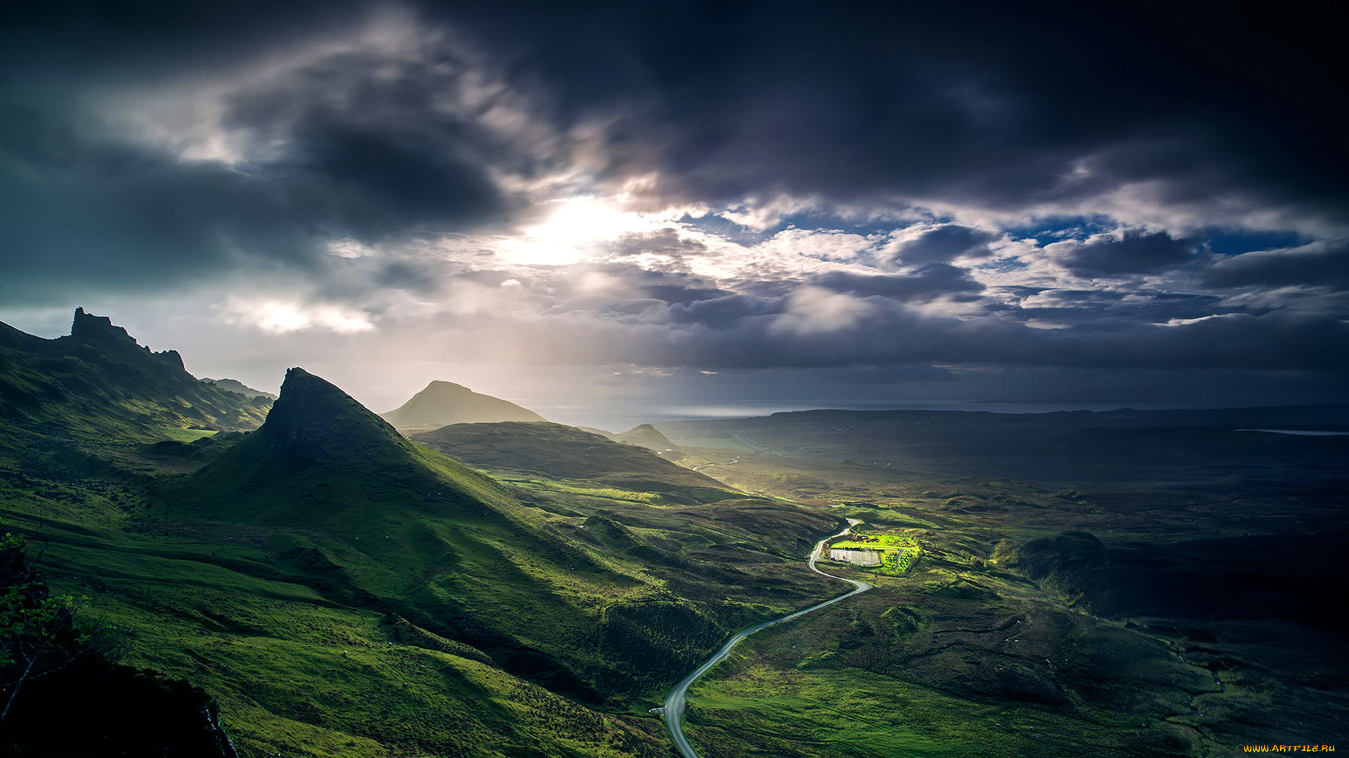 природа, горы, great, britain, scotland, шотландия, рассвет, облака, холмы