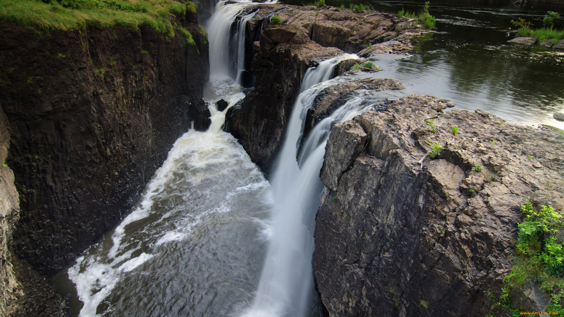 природа, водопады, поток, камни