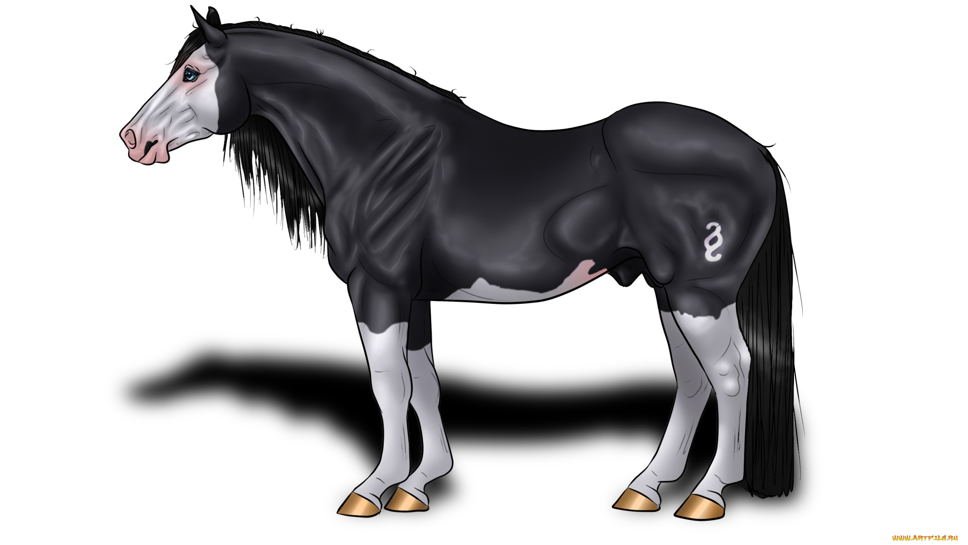 рисованные, животные, , лошади, лошадь