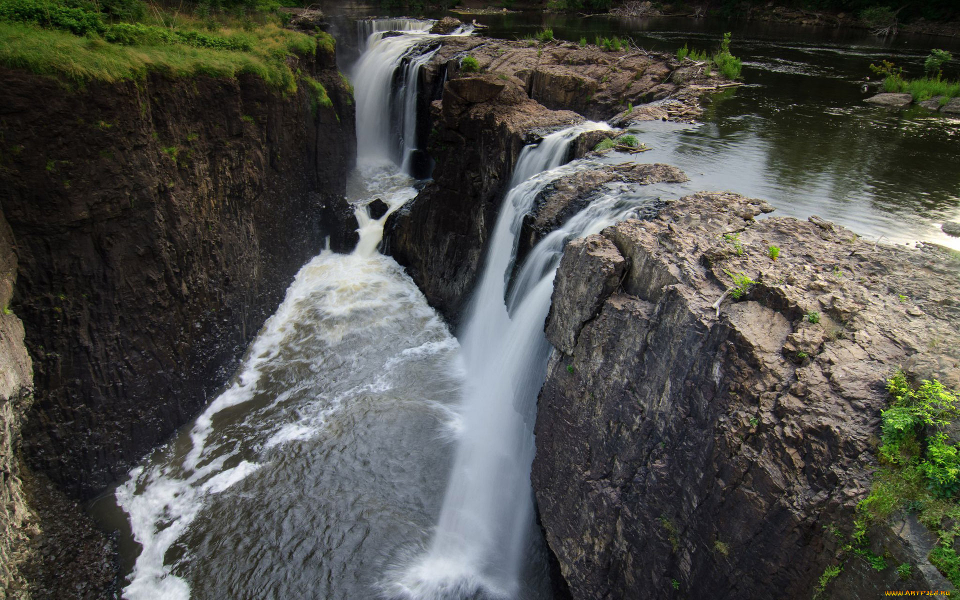 природа, водопады, поток, камни