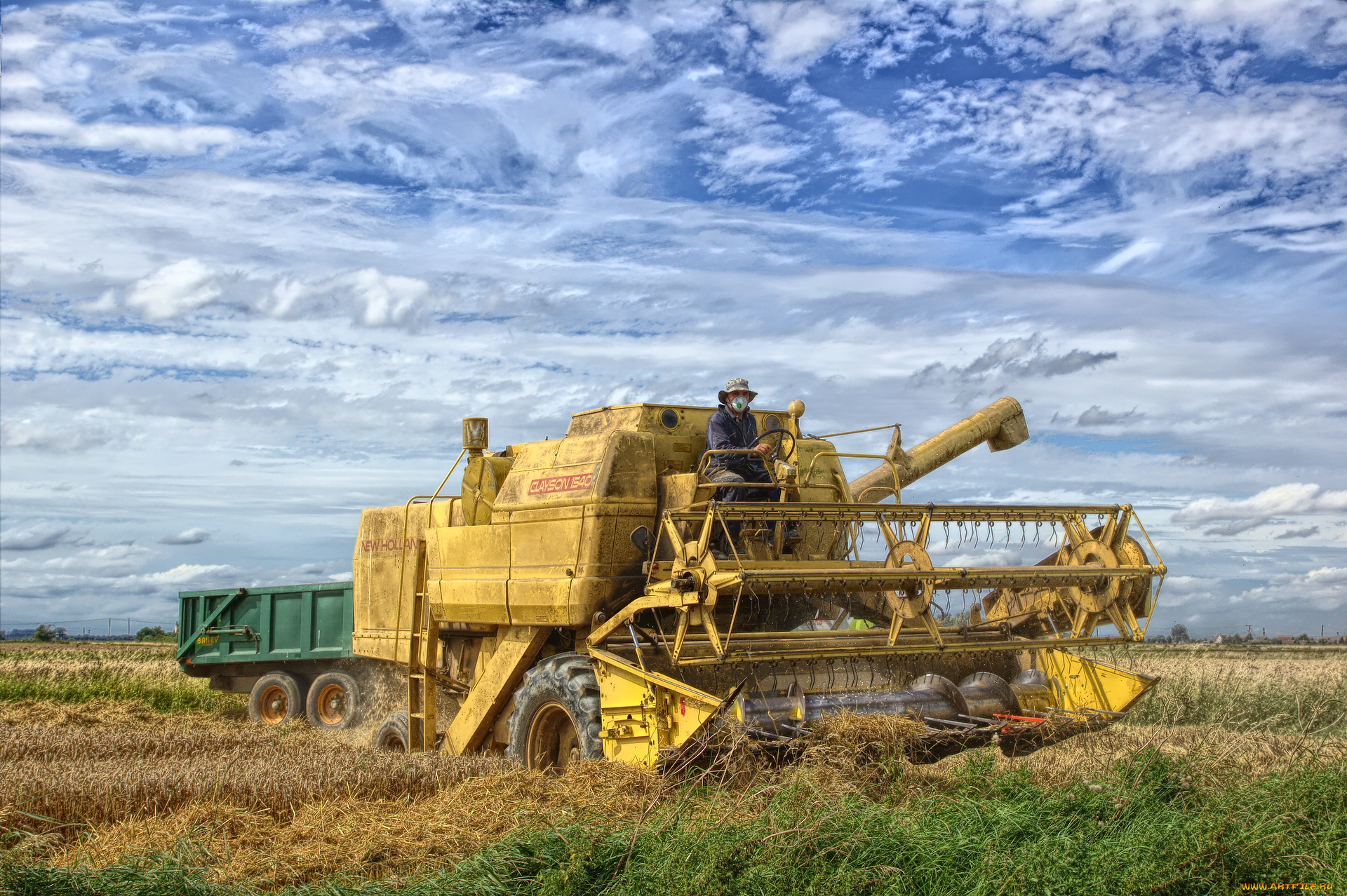 техника, комбайны, комбайн, поле
