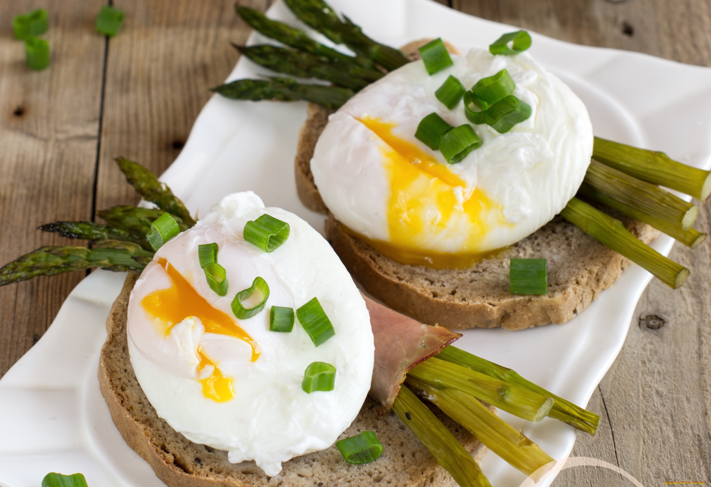 еда, Яичные, блюда, спаржа, пашот