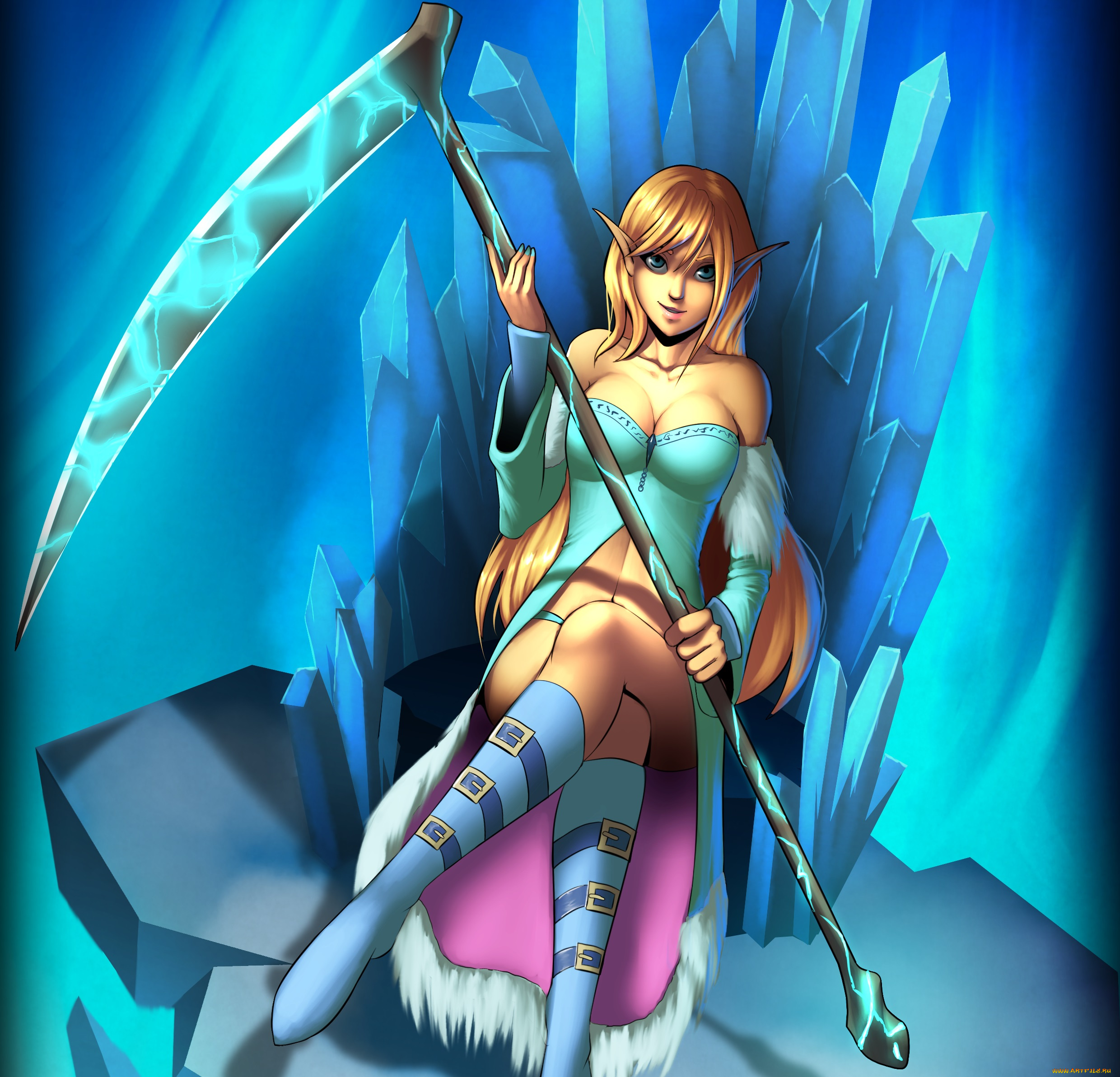 рисованные, -, другое, взгляд, эльфийка