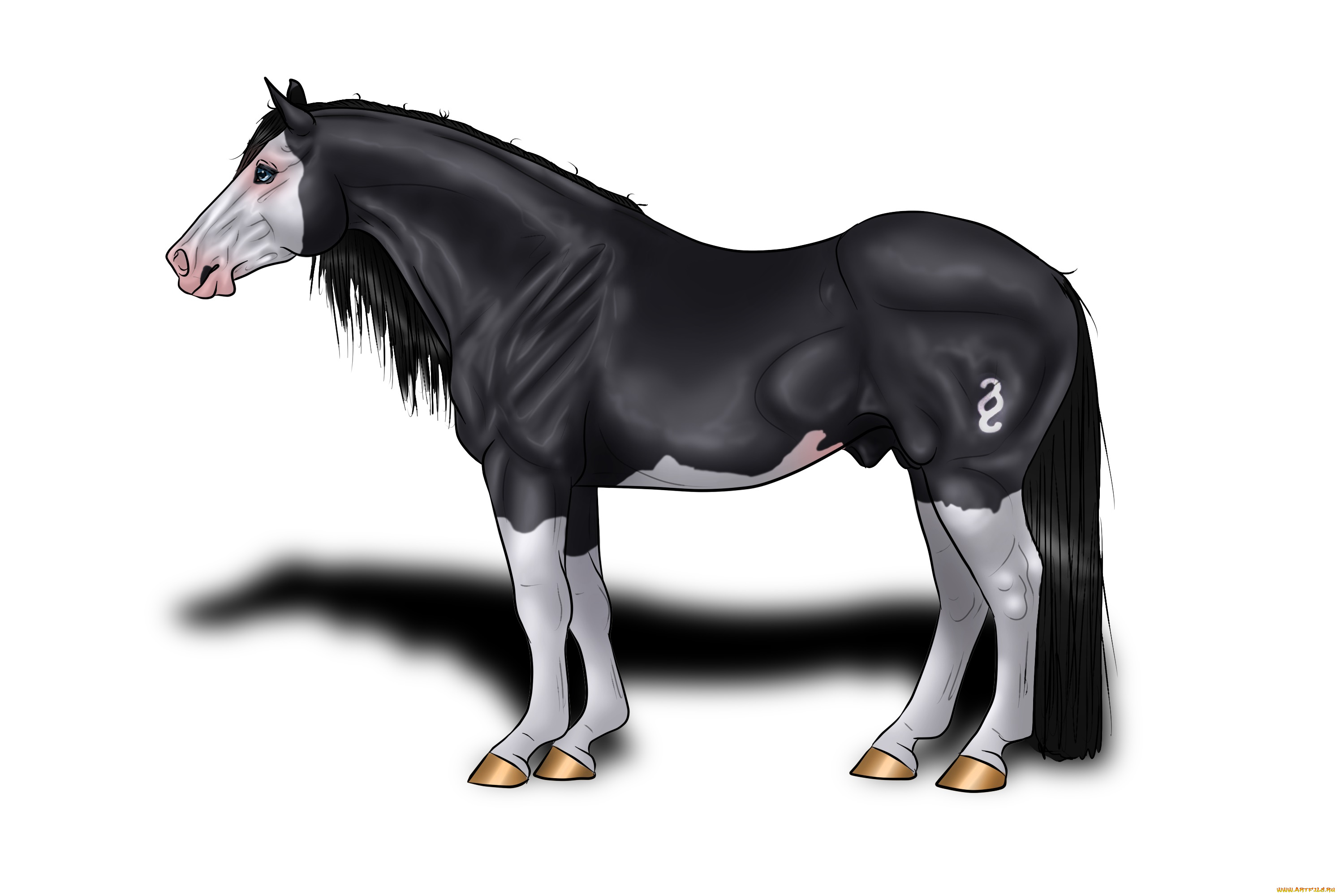 рисованные, животные, , лошади, лошадь