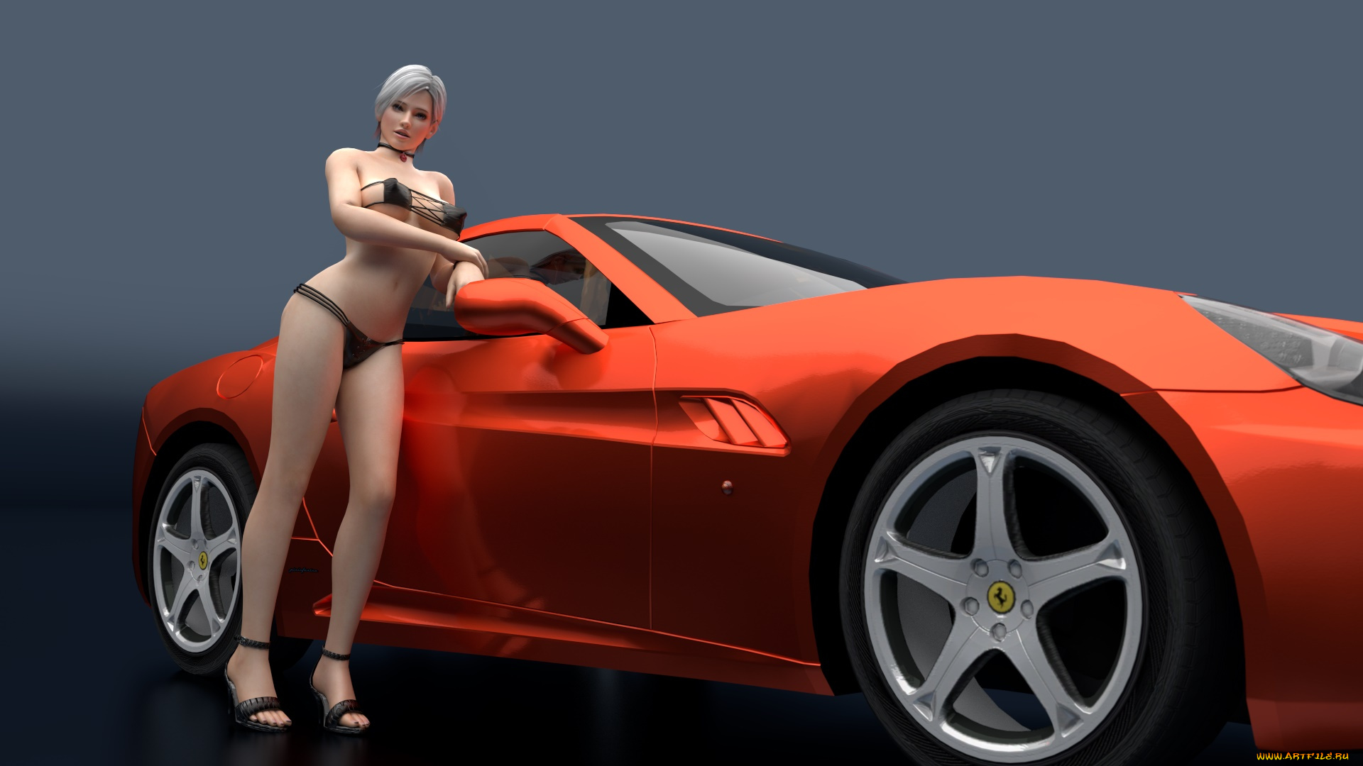 автомобили, 3d, car&girl, автомобиль, взгляд, фон, девушка