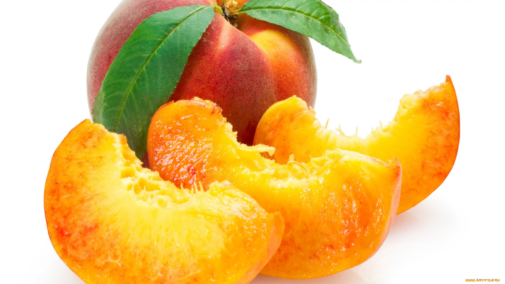 еда, персики, , сливы, , абрикосы, листочки, белый, фон, фрукты, крупным, планом, дольки