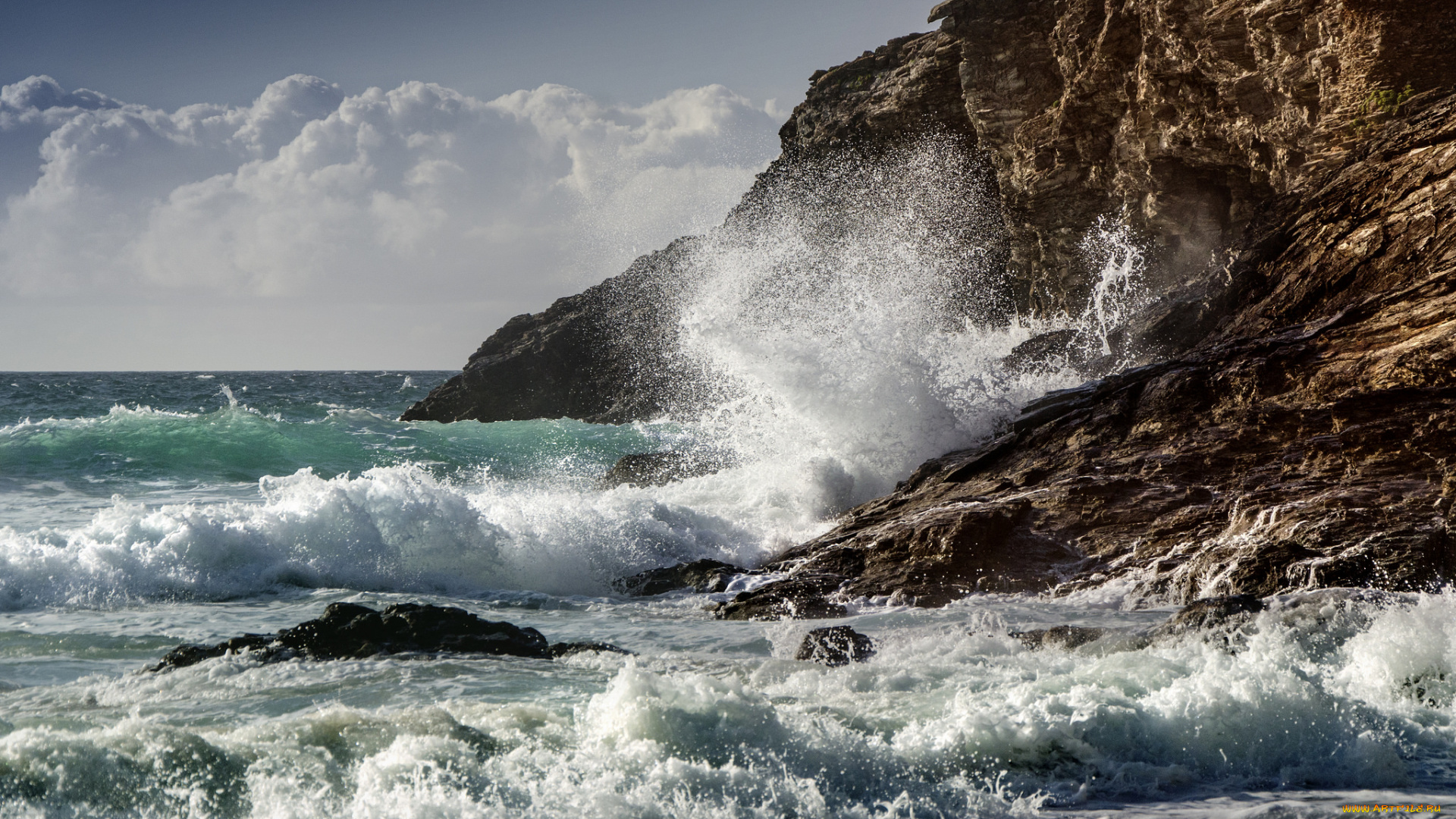 природа, побережье, скалы, прибой