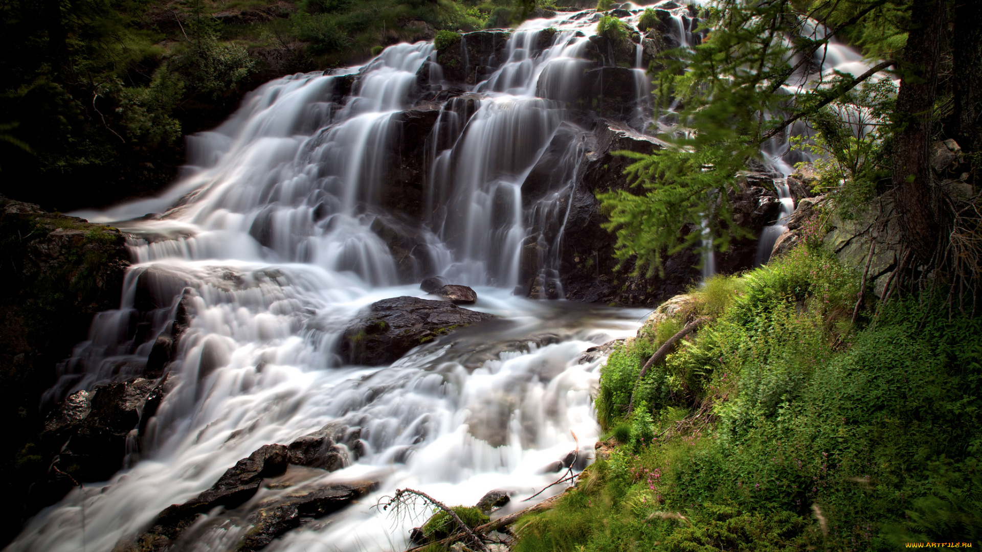 природа, водопады, река, водопад