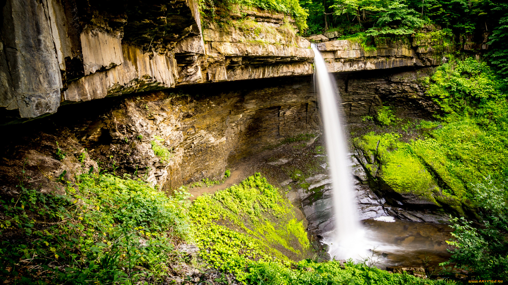 природа, водопады, водопад, река, лес